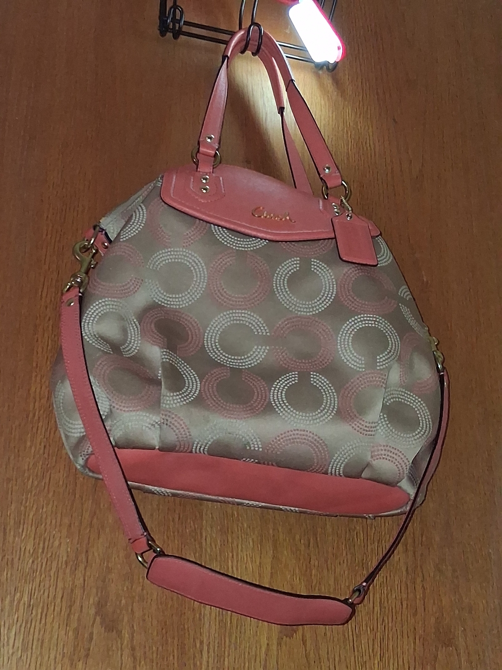 Authentic Coach Coral Tote Bag with Patterned Canvas